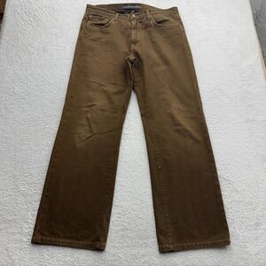 Agave Denim Waterman Mens 35 Brown Relaxed Straight Twill Jean Made in USA 35x31